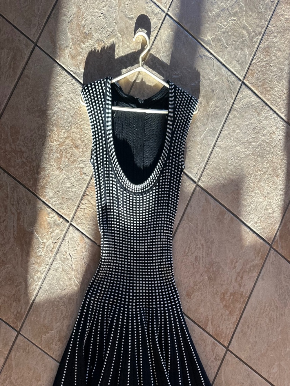 Knit dress, Black and white figure hugging $80